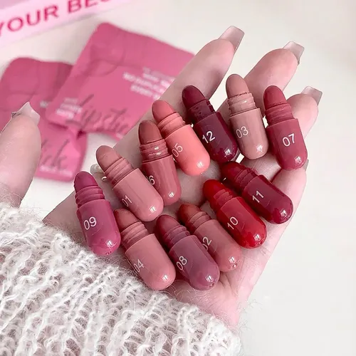 Set De 12 Colores De Lápiz Labial Mini Mate Natural Y Durade