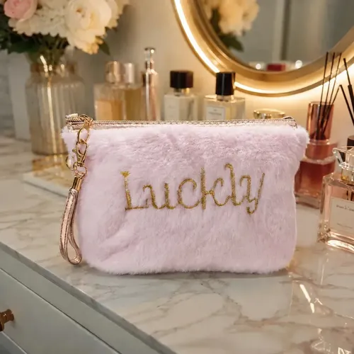 Neceser Porta Maquillaje Estilo Soft Plush Rosa Organizador Maquillaje Cosméticos Accesorios Objetos Personales Viajes