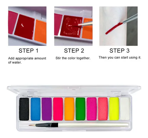 Su Face Body Paint Glow In The Dark Palette Con Color Negro