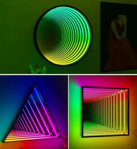 Luz Espejo Infinito Rgb 70cm Control Remoto App Verde Oscuro