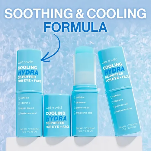 Barra hidratante, descongestiva y despigmentate para contorno de ojos y rostro Wet n Wild – Cooling Hydra – Contiene cafeína, vitamina E y hialurónico.