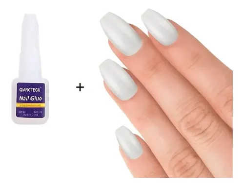 100 Uñas Postizas Enteras Natural + Pegamento Pincel  Ydnis