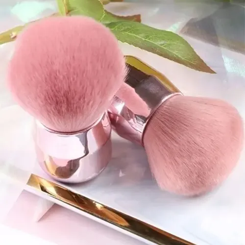 Brocha Profesional Kabuki Pelo Corto Sintetico Alta Calidad Color Rosa