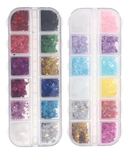 2 Juegos De Uñas For Manicura, Purpurina Facial, Lentejuela