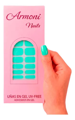 Stickers De Uñas Gel X22 Adhesivas Con Diseño Sin Lámpara Uv