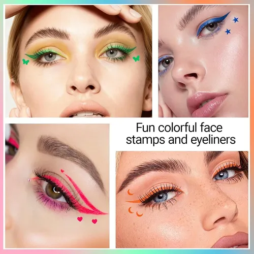 Set Eyeliner Líquido Con Sellos Erinde 4 Colores