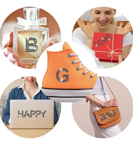 170 Pegatinas Con Letras Con Diamantes De Imitación Plateado