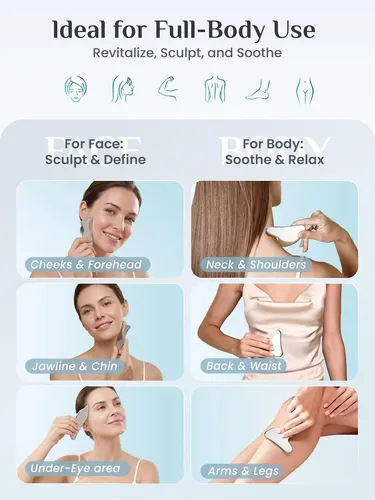 Set Gua Sha Acero Inoxidable Masaje Facial Y Corporal