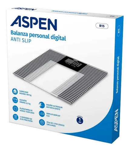 Balanza Digital Personal De Vidrio Aspen B-15 Anti-slip