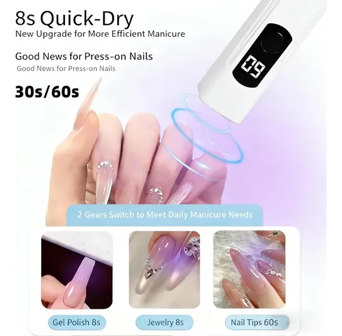 Lámpara Uv Portátil Blanca Para Uñas Gel Con Pantalla Led