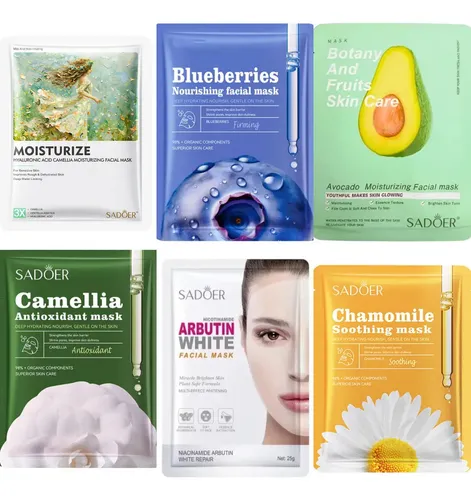 Set De Mascarillas Faciales Sadoer Variado X 5 Unidades Todo Tipo De Piel
