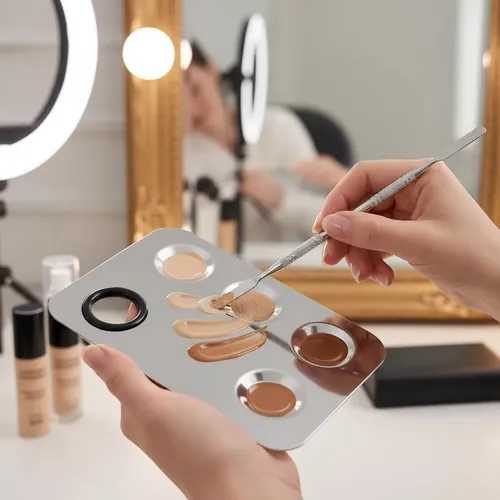 Paleta Mezcladora Y Espatula De Acero Para Maquillaje