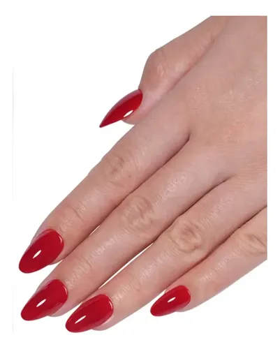 Uñas Press On Veluna Almendras 32u Cortas Reutilizables Kit Rojo Cherry