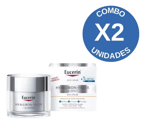 Combo X2 Crema Eucerin Día Hyaluron-filler Fps30 50ml Todo Tipo De Piel Día