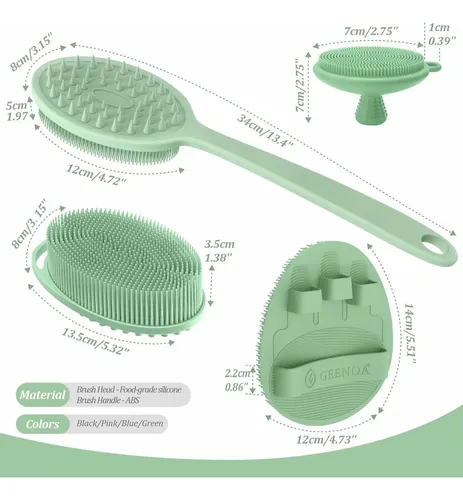 Set 4 Piezas Exfoliante Silicona Verde Para Baño Y Rostro
