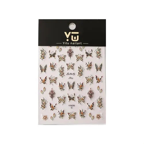Pegatinas De Uñas Con Mariposas En Relieve Estilo Étnico De