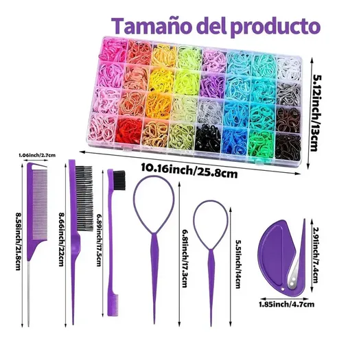 Kit Ligas Para Peinar Niñas Con Peines Y Accesorios Violeta