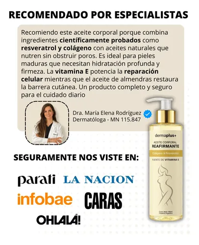 Aceite Corporal Reafirmante Con Colágeno Y Resveratrol