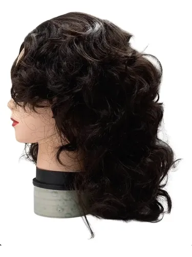 Peluca 40cm Con Flequillo Simil Natural Ondulada