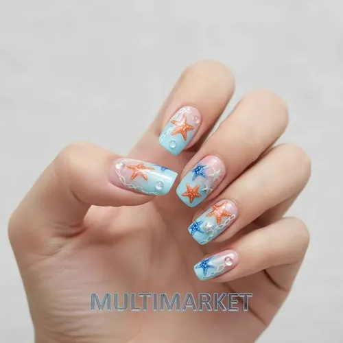 Stickers 5d Relieve Deco Uñas – Caracoles Y Estrellas De Mar