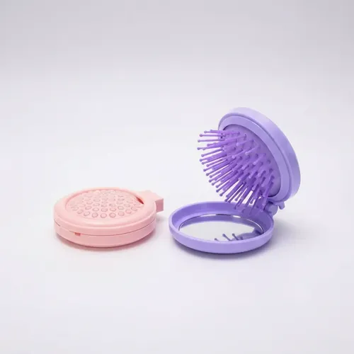 Cepillo De Pelo Y Espejo Plegable De Cartera