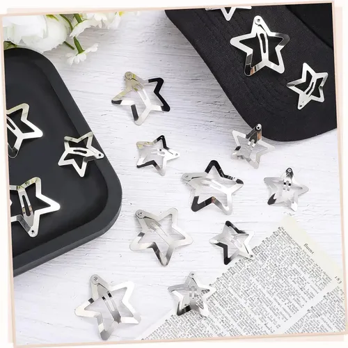 50 Broches Pasador Estrella Para Cabello Pinza Metal Plata