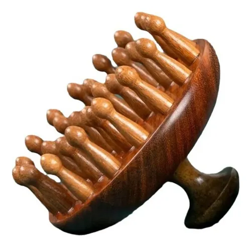 Peine Masajeador De Madera 28 Dientes Gua Sha Natural Q