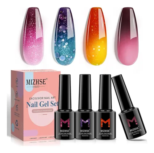 Gel Cambia De Color Mizhse 4pcs 10ml Set Uñas