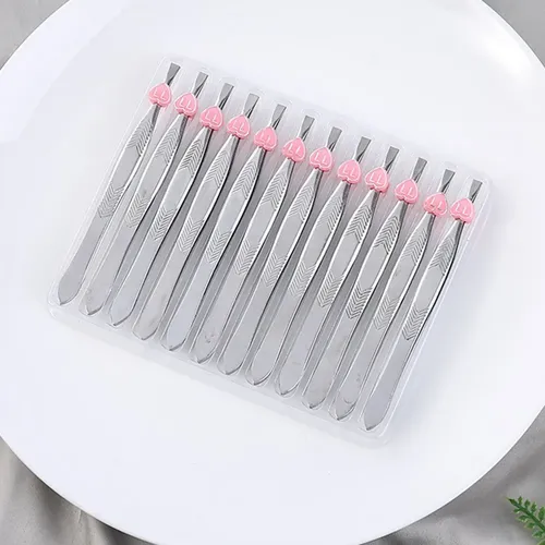 12pcs Pinzas Para Cejas Corazón Acero Inoxidable
