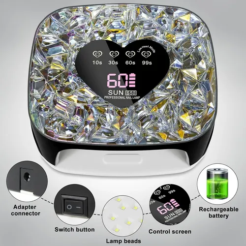 Lámpara Uv Led Negra Profesional Para Secado De Uñas