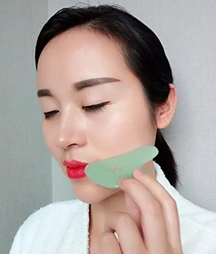 Set De Masajeador Facial Gua Sha Mina Heal Jade Stone X2