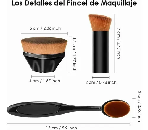 Brochas Kabuki Para Base Con Esponja 3 Piezas