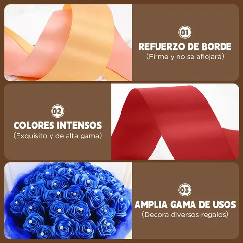 Rollo Liston Satinado Para Decoracion Ancho 4 Cm 91 Metros