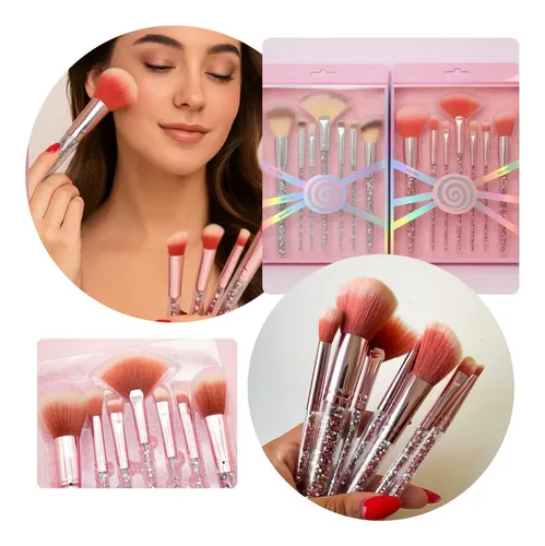 Set Basico 7 Brochas Pinceles Con Estuche Maquillaje