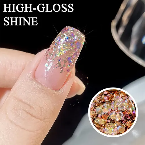 Esmalte En Gel Con Purpurina Dorada, Esmalte De Uñas Brillan
