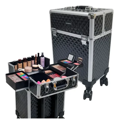 Valija Maletín Maquillaje Gadnic Porta Cosméticos 4 Bandejas Negro
