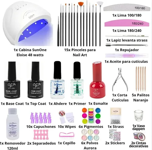 Kit Profesional Completo Uñas Soft Gel Con Cabina 48w Uv Led Surtido