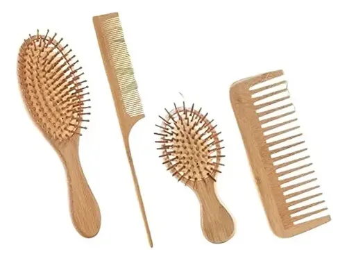 [ Juego De Peines Y Cepillos For El Cabello De Bambú, *