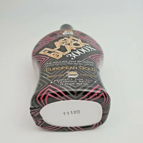 Loción Bronceadora European Gold Flash Black 3000x, 12 Onzas