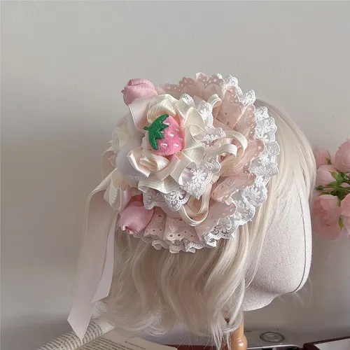 Horquilla Rosa Lolita Con Forma De Tarta De Fresas