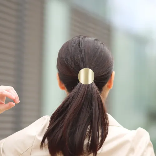 4pcs Golden Metal Hair Bands Elastic Hair Ties For Women
