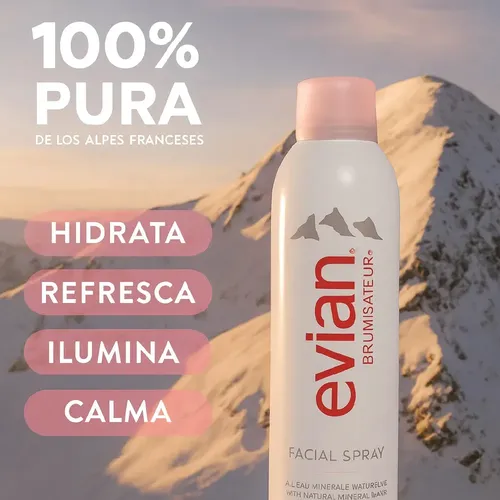Evian Bruma De Agua Mineral Natural X300ml Todo Tipo De Piel Día/noche