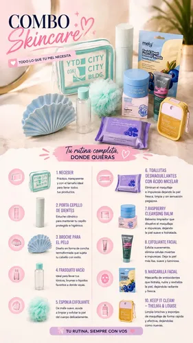 Set Skincare 10 Neceser Mascarilla Exfoliante Facial Toallit