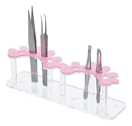 Soporte Acrílico Para Cejas Y Pinzas, Color Rosa Perla