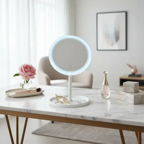 Espejo Circular Led Usb 3 Modos Luz Táctil Ajustable