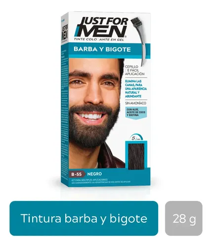 Pack Tintura Gel Just For Men Barba y Bigote Negro 3 Unidades