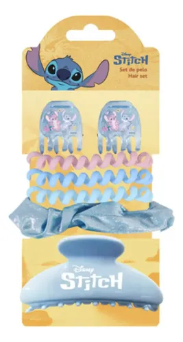 Set Accesorios Pelo Stitch Multicolor 6 Piezas Ganchos Colitas Scrunchie