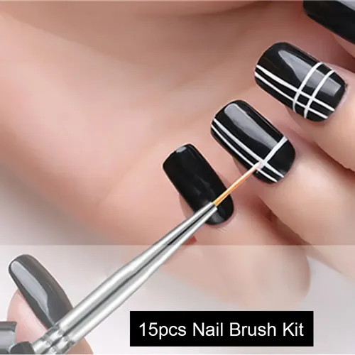 Pincel For Decoración De Uñas, 15 Unidades, Kit Tips Gel