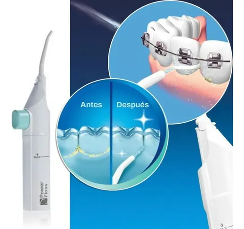 Limpiador Jet Power Floss Dental Portátil + 30 Flossers Blanco