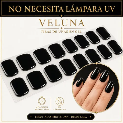 Tiras De Uñas de Gel Premium 22u Autoadhesivas – No Necesitan Lámpara Uv – Topo Dorado